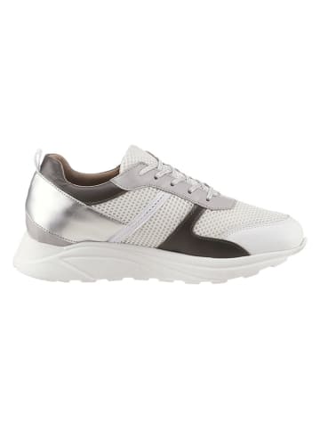 Heine Leder-Sneakers in Khaki/ Weiß