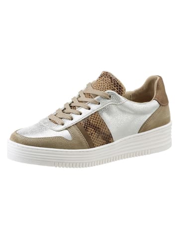Heine Leder-Sneakers in Beige/ Silber