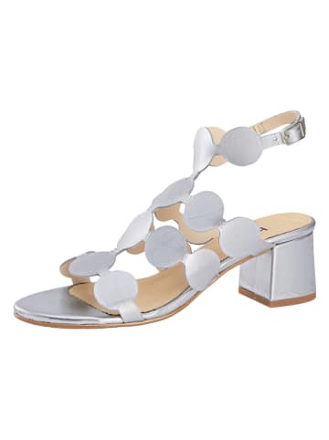 Heine Leren haksandalen zilverkleurig