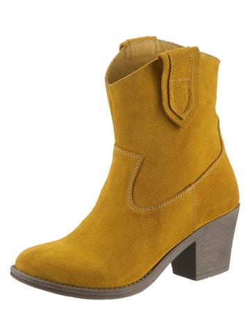 Heine Leren enkellaarzen geel