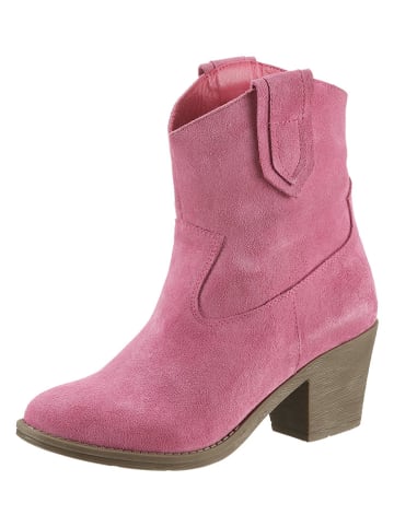 Heine Leder-Stiefeletten in Rosa