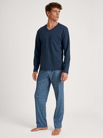 Calida Pyjama in Dunkelblau/ Blau