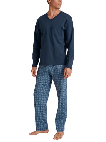 Calida Pyjama in Dunkelblau/ Blau