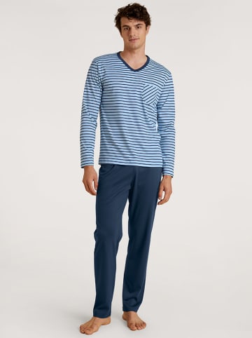 Calida Pyjama in Dunkelblau/ Hellblau