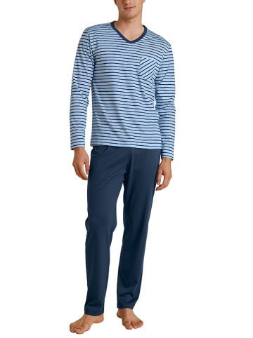 Calida Pyjama in Dunkelblau/ Hellblau