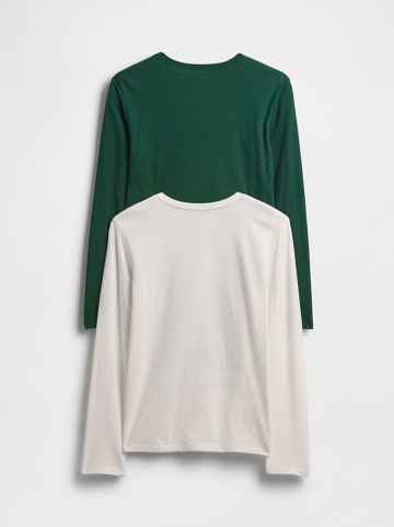 GAP 2er-Set: Longsleeves in Weiß/ Grün