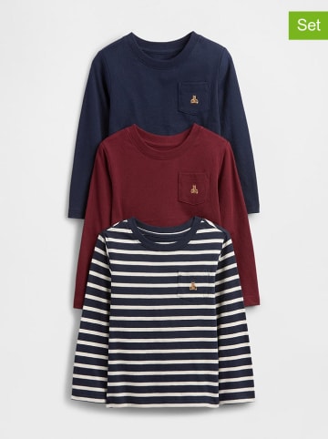 GAP 3-delige set: longsleeves donkerblauw/rood