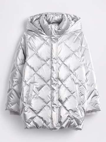 GAP Doorgestikte mantel zilverkleurig