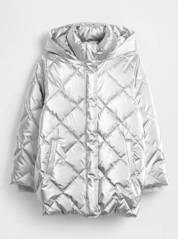 GAP Doorgestikte mantel zilverkleurig