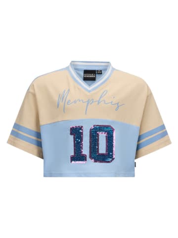 Retour Shirt in Beige/ Hellblau