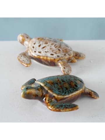 Boltze 2er-Set: Dekoobjekte "Alyssa" in Braun/ Dunkelgrün - (H)3 cm