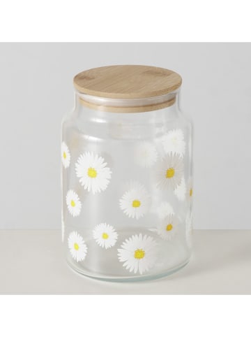 Boltze Vorratsglas "Daisy" in Transparent/ Weiß/ Hellbraun - (H)14 x Ø 10 cm