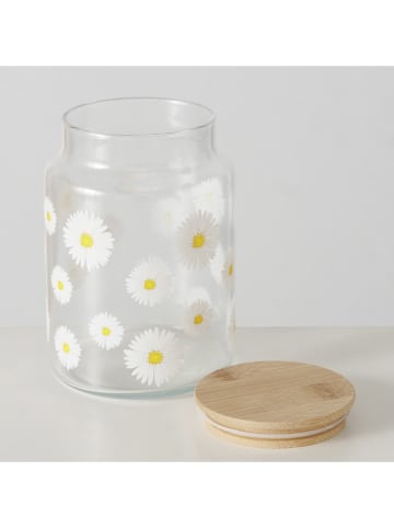 Boltze Vorratsglas "Daisy" in Transparent/ Weiß/ Hellbraun - (H)14 x Ø 10 cm