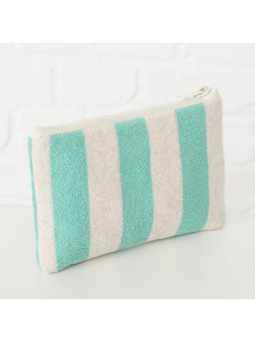 Boltze Kosmetyczki (3 szt.) "Stripe" w kolorze niebiesko-miętowym - 16,5 x 11,5 x 1 cm