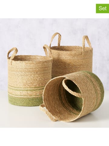 Boltze 3er-Set: Körbe "Agostina" in Beige/ Grün