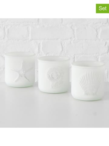 Boltze 3er-Set: Windlichter "Narius" in Weiß - (H)9 cm