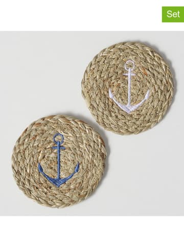 Boltze Podkładki (2 szt.) w kolorze beżowo-niebiesko-białym - Ø 11,7 cm