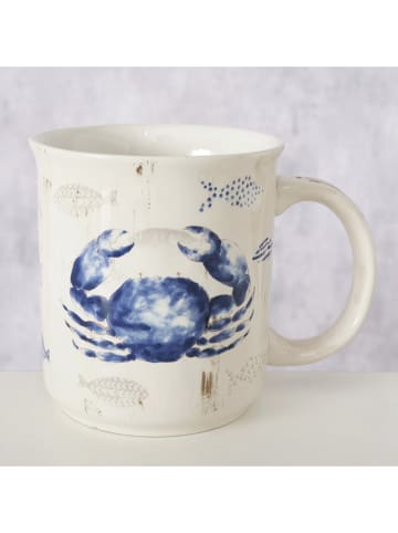 Boltze Jumbotasse "Gamba" in Weiß/ Blau/ Beige - 800 ml