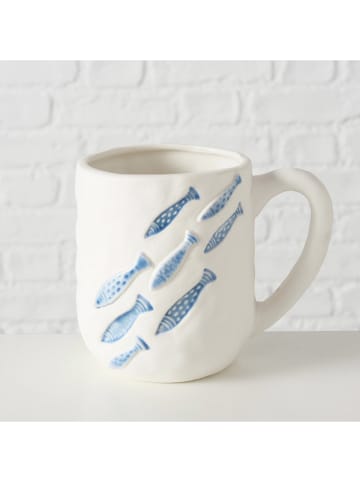 Boltze Jumbotasse "Pina" in Weiß/ Blau - 600 ml