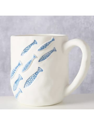 Boltze Jumbotasse "Pina" in Weiß/ Blau - 600 ml