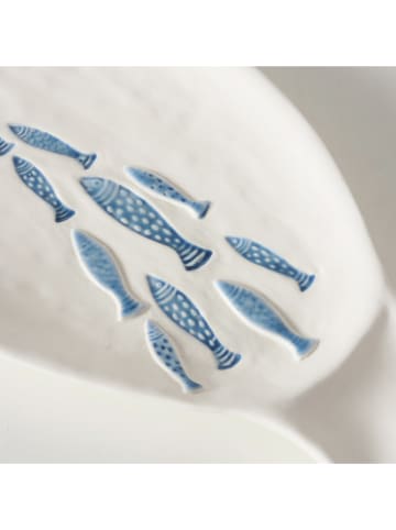 Boltze Talerz "Pina" w kolorze biało-niebieskim do serwowania - dł. 31,5 cm