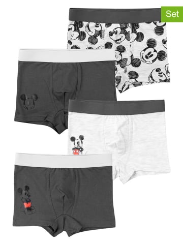 Disney Mickey Mouse 4er-Set: Boxershorts in Weiß/ Anthrazit