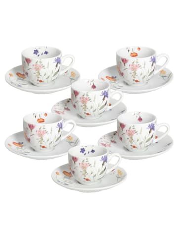 Andrea Fontebasso 1760 6-delige set: koffiekoppen "Atollo Flora'' wit/meerkleurig - 100 ml
