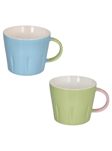 Andrea Fontebasso 1760 2er-Set: Jumbotassen ''New Milk'' in Grün/ Hellblau - 400 ml