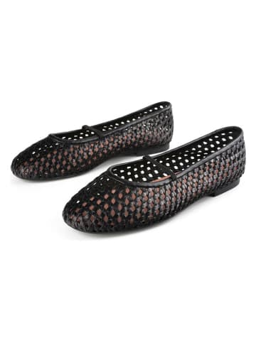 loft37 Leder-Spangenballerinas in Schwarz
