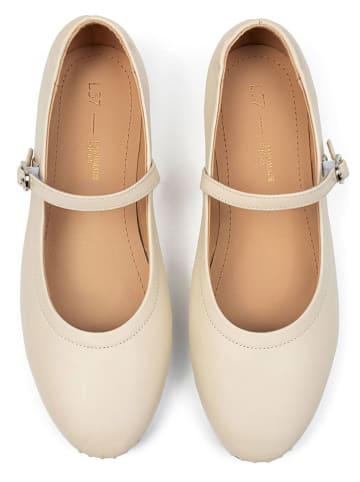 loft37 Leder-Spangenballerinas in Beige