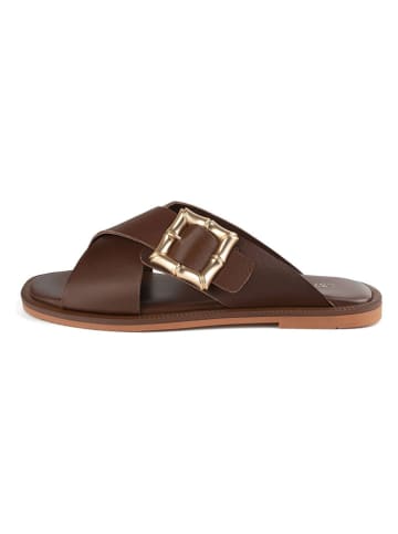 loft37 Leren slippers bruin