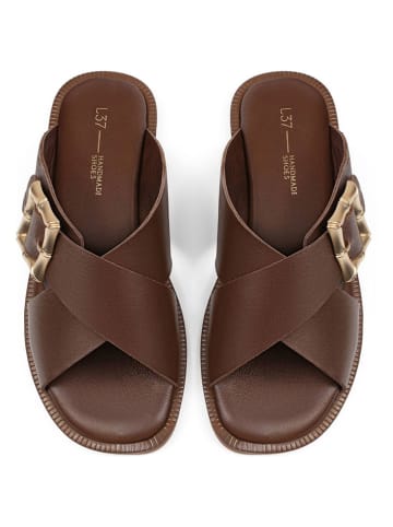 loft37 Leren slippers bruin