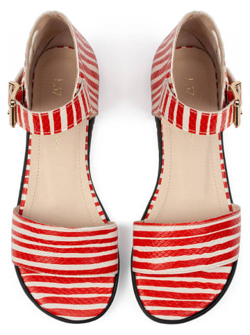 loft37 Leder-Sandalen in Creme/ Rot