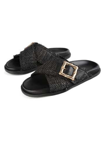 loft37 Leren slippers zwart