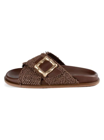 loft37 Leren slippers bruin