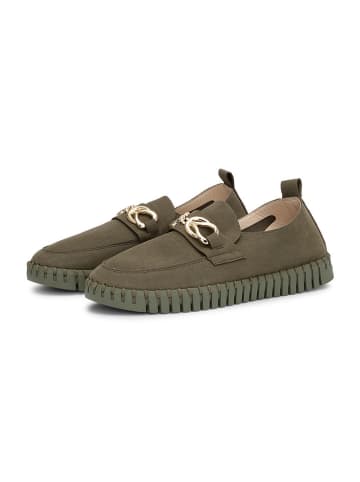 Ilse Jacobsen Leder-Mokassins in Khaki