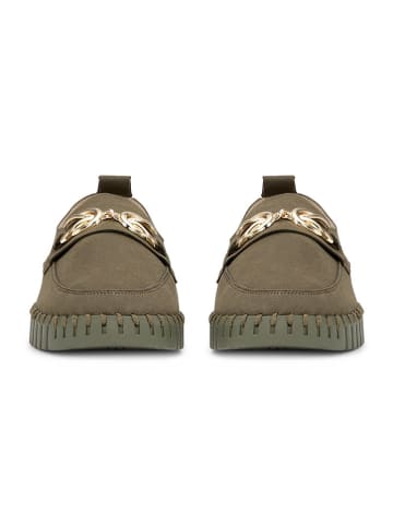 Ilse Jacobsen Leder-Mokassins in Khaki