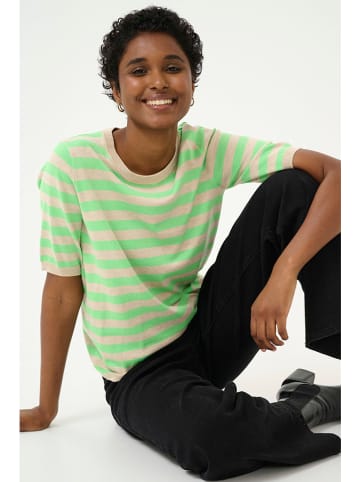 Kaffe Strickshirt in Beige/ Grün