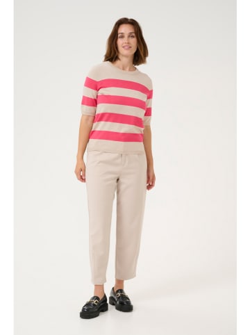 Kaffe Pullover in Beige/ Pink