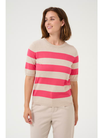 Kaffe Pullover in Beige/ Pink