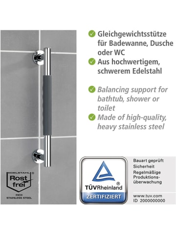 Wenko Wandhaltegriff in Silber/ Schwarz - (H)40,5 cm