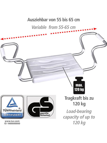 Wenko Badewannensitz in Silber/ Weiß - (B)18 x (H)26 cm