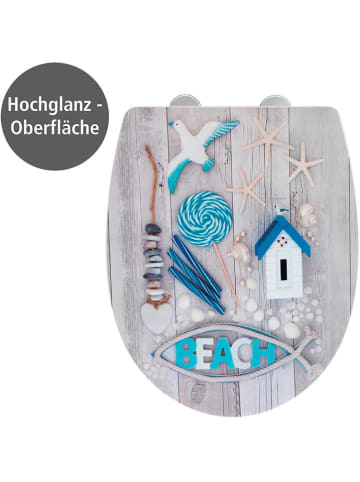 Wenko Easyclose-toiletbril "Beach" grijs/blauw