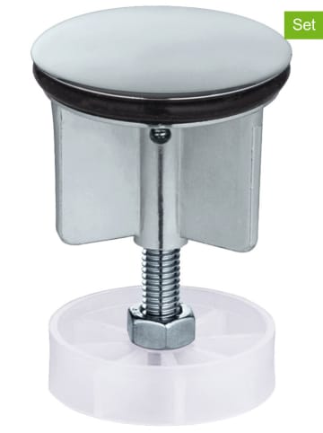Wenko 2er-Set: Waschbeckenstöpsel in Silber - Ø 4 cm