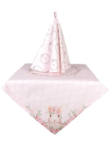 Clayre & Eef Geschirrtuch in Rosa - Ø 80 cm