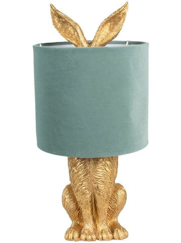 Clayre & Eef Lampa stołowa w kolorze złoto-błękitnym - wys. 43 x Ø 20 cm