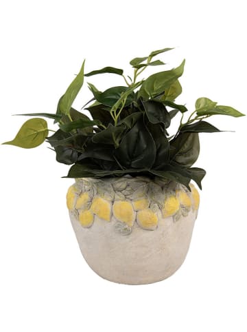 Clayre & Eef Bloempot geel/grijs - (H)22 x  Ø 19 cm