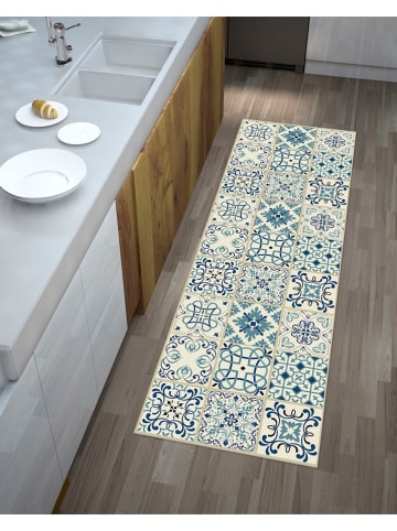 deco Rugs & Carpet Vinyl tapijt "Budapest" blauw/crème