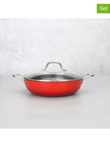 Laguiole 2-delige set: serveerpan met deksel "AirIron'' rood - Ø 28 cm