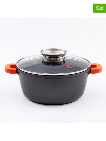 Laguiole 2tlg. Set: Kochtopf ''Greblon'' in Grau - 4,3 l